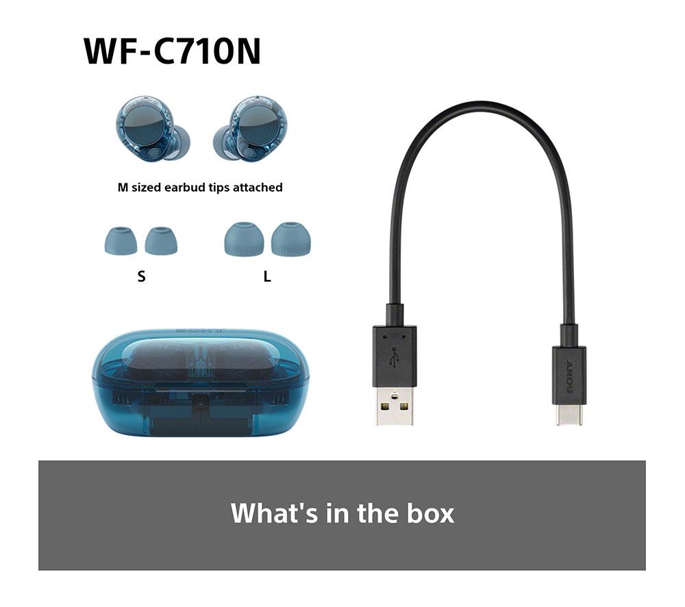 SONY WF-C710N Wireless Bluetooth Noise-Cancelling Earbuds - Glass Blue image number 10 of 15