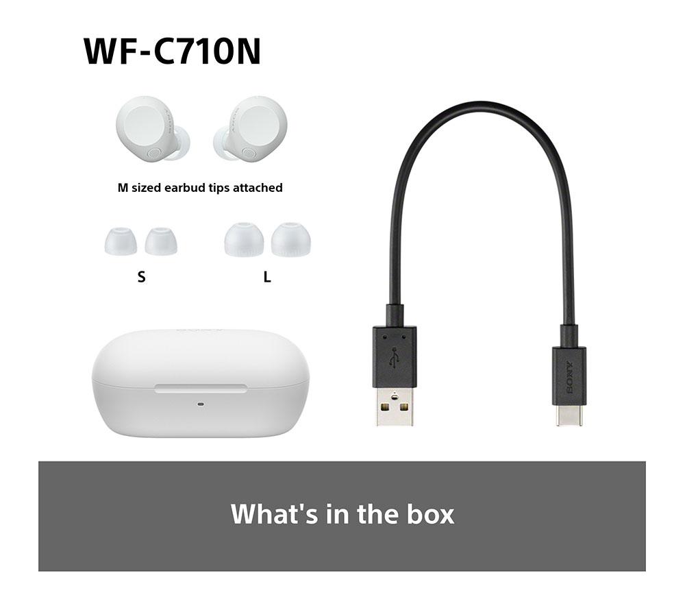 SONY WF-C710N Wireless Bluetooth Noise-Cancelling Earbuds - White image number 9 of 15