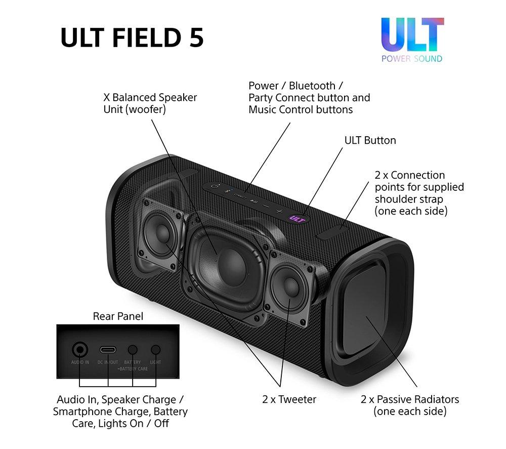 SONY ULT FIELD 5 Portable Bluetooth Speaker - Black image number 11 of 26
