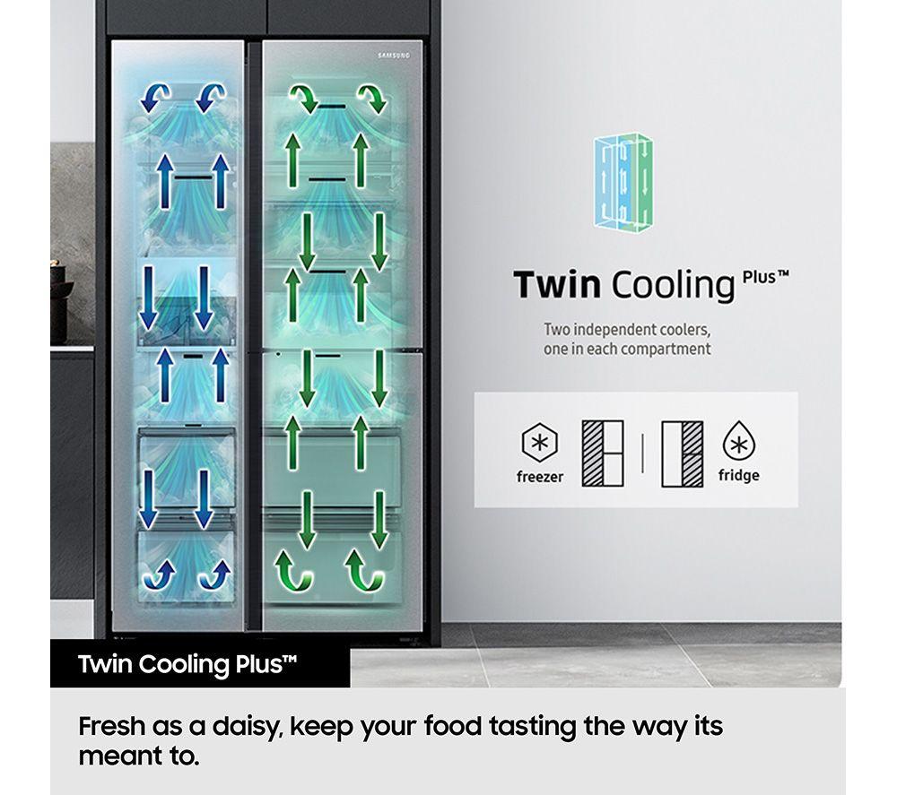 SAMSUNG Bespoke AI Series 8 On-device Bixby RS80F66KBTEU American-Style Fridge Freezer - Silver image number 11 of 17
