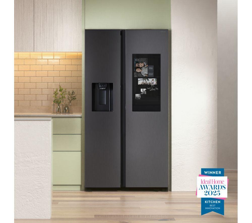 SAMSUNG Bespoke AI Family Hub RS90F66BEFEU American-Style Smart Fridge Freezer – Black, Black
