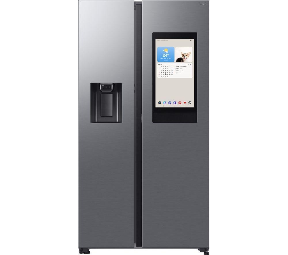 SAMSUNG Bespoke AI Family Hub RS90F66BETEU American-Style Smart Fridge Freezer – Silver, Silver/Grey