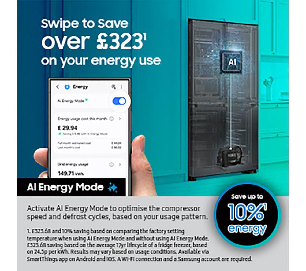 SAMSUNG Bespoke AI Series 7 SpaceMax RS70F66KCFEU American-Style Fridge Freezer - Black image number 6 of 20