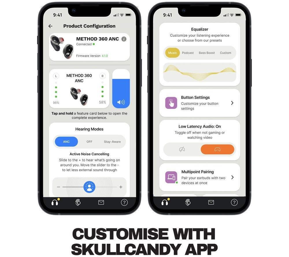 SKULLCANDY Method 360 ANC Wireless Bluetooth Noise-Cancelling Earbuds - Bone image number 6 of 10