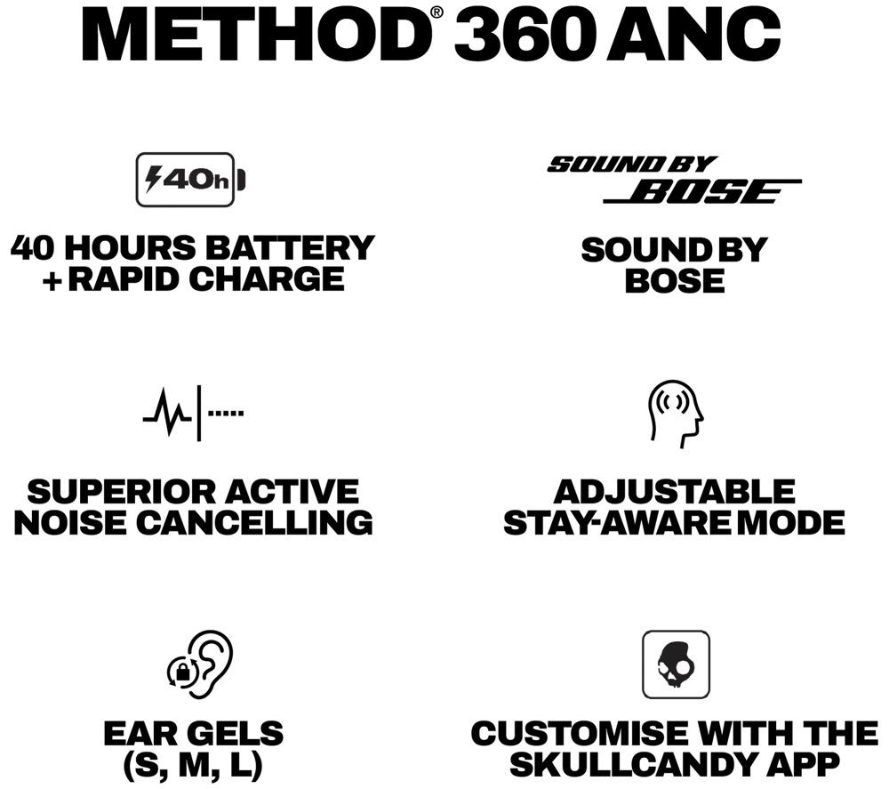 SKULLCANDY Method 360 ANC Wireless Bluetooth Noise-Cancelling Earbuds - Bone image number 10 of 10