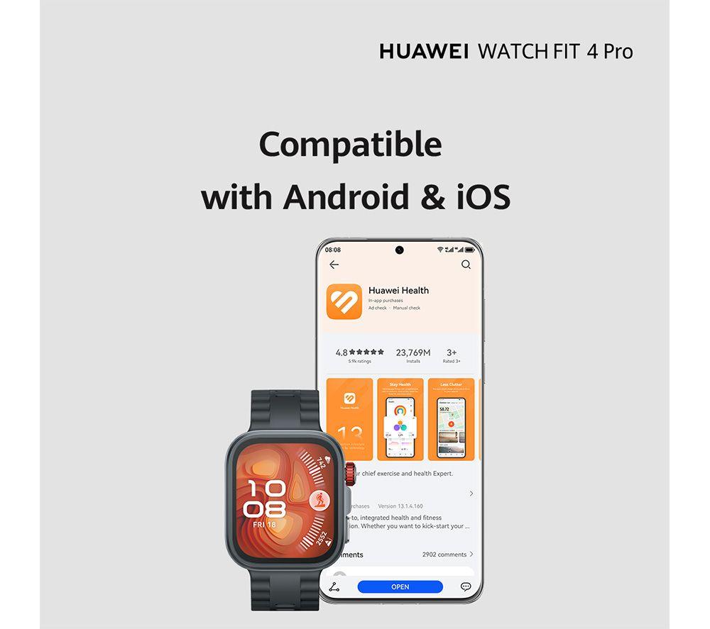 HUAWEI Watch Fit 4 Pro - Titanium Black, Fluoroelastomer Strap image number 7 of 17