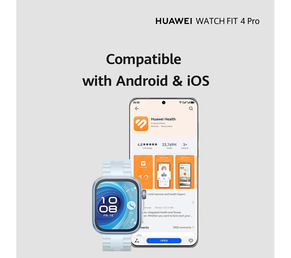 HUAWEI Watch Fit 4 Pro - Titanium Blue, Fluoroelastomer Strap image number 6 of 17