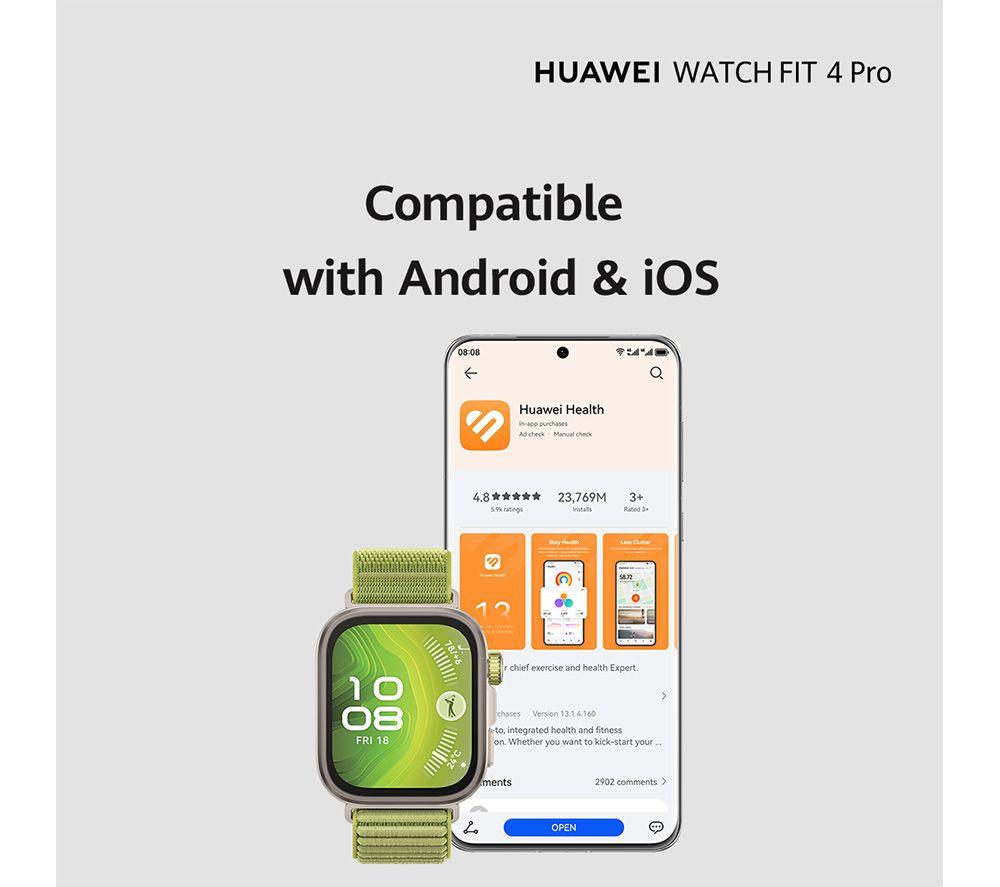 HUAWEI Watch Fit 4 Pro - Titanium Green, Fluoroelastomer Strap image number 7 of 17