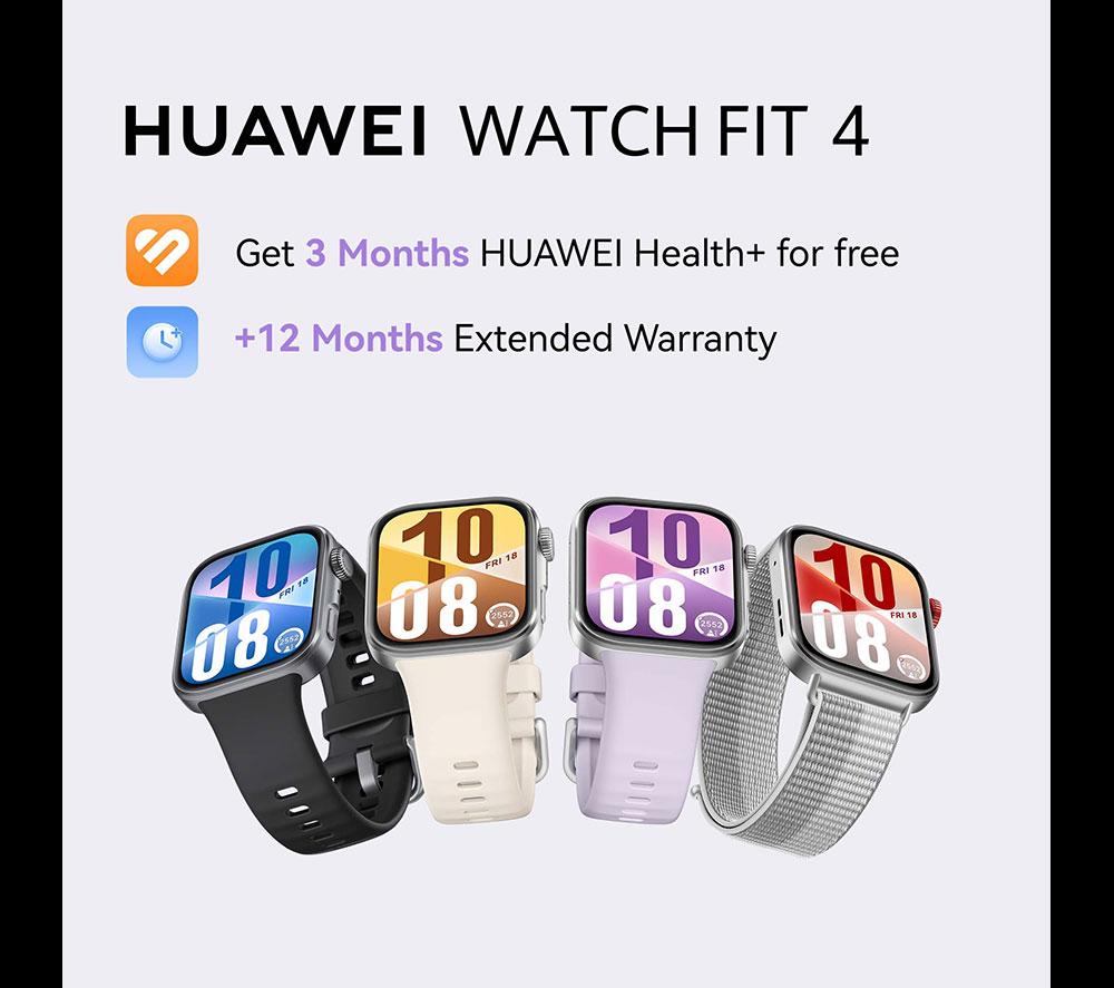 HUAWEI Watch Fit 4 - Aluminium Alloy, Purple Fluoroelastomer Strap image number 2 of 13