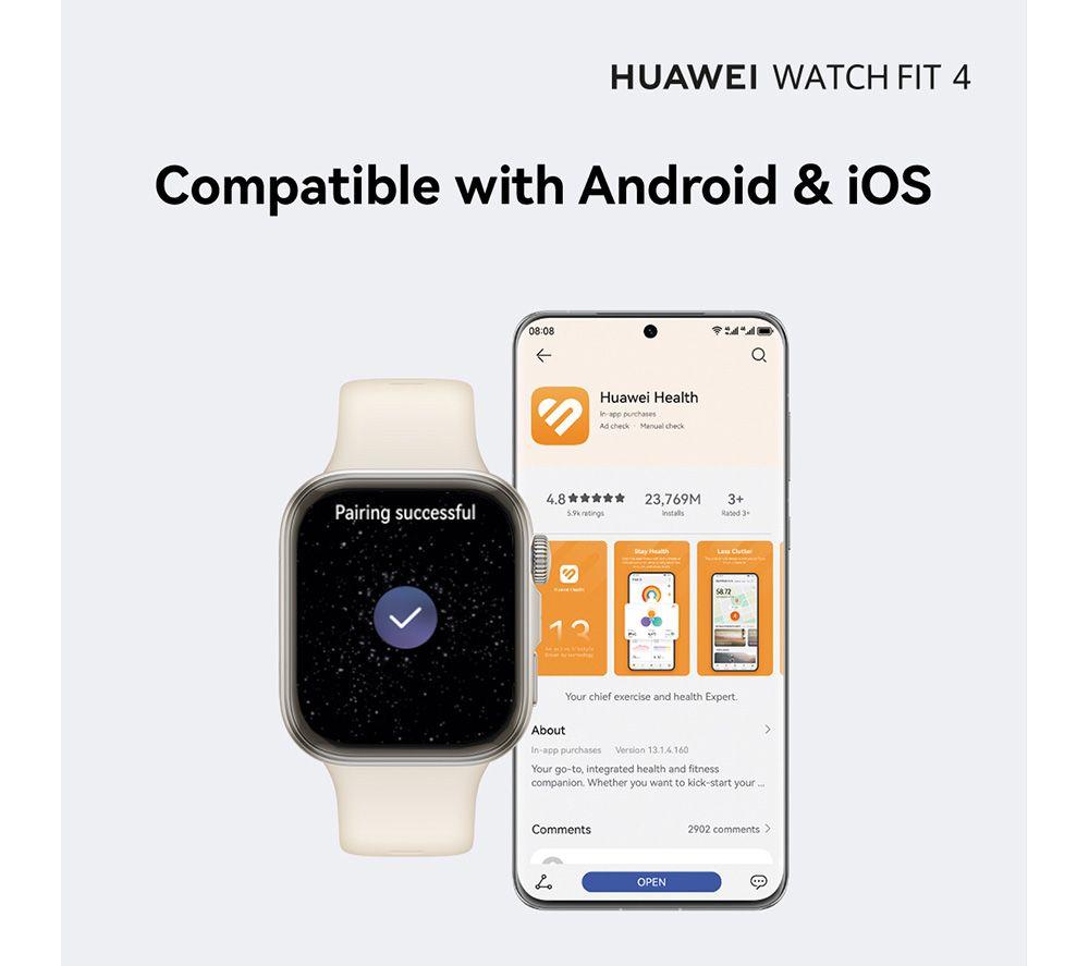 HUAWEI Watch Fit 4 - Aluminium Alloy, White Fluoroelastomer Strap image number 7 of 13