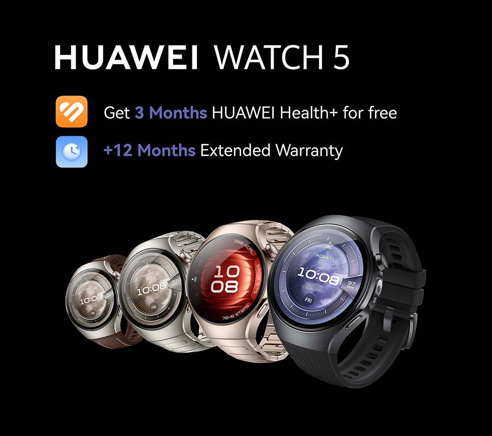 HUAWEI Watch 5 - Titanium Silver, Fluoroelastomer Strap, 46 mm image number 2 of 8