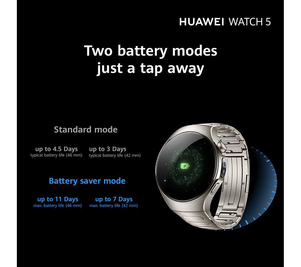 HUAWEI Watch 5 - Titanium Silver, Fluoroelastomer Strap, 46 mm image number 5 of 8
