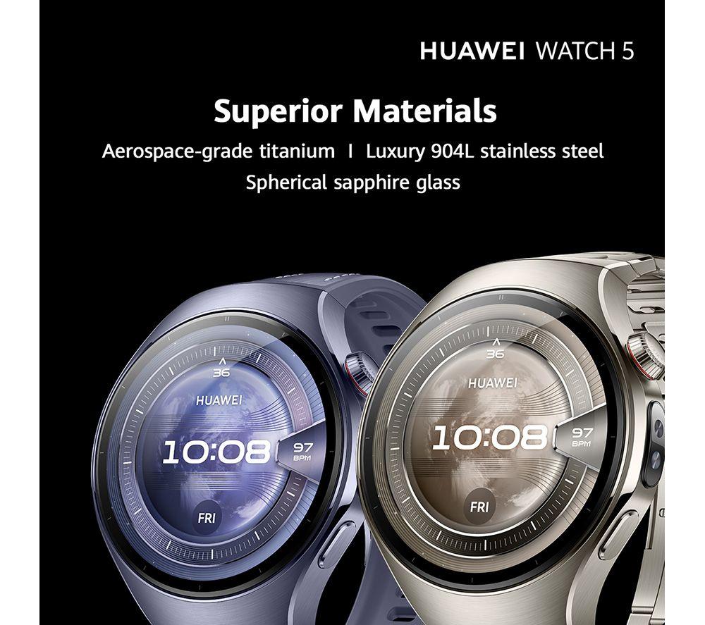 HUAWEI Watch 5 - Titanium Silver, Fluoroelastomer Strap, 46 mm image number 8 of 8
