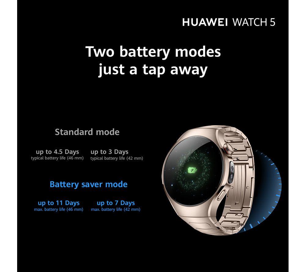 HUAWEI Watch 5 - Stainless Gold, Fluoroelastomer Strap, 42 mm image number 5 of 8
