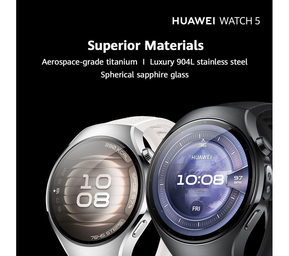 HUAWEI Watch 5 - Silver with White Composite Leather Strap, 42 mm image number 2 of 7