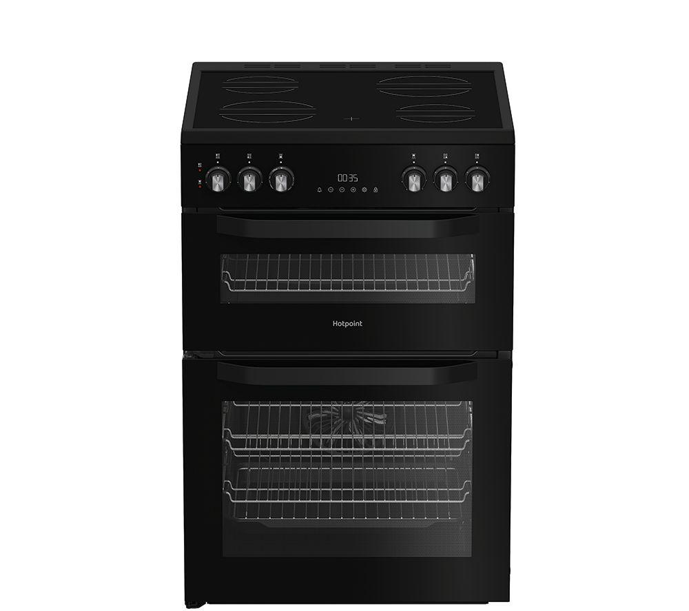 HOTPOINT Multiflow HTE6VDCB1 60 cm Electric Ceramic Cooker – Black, Black