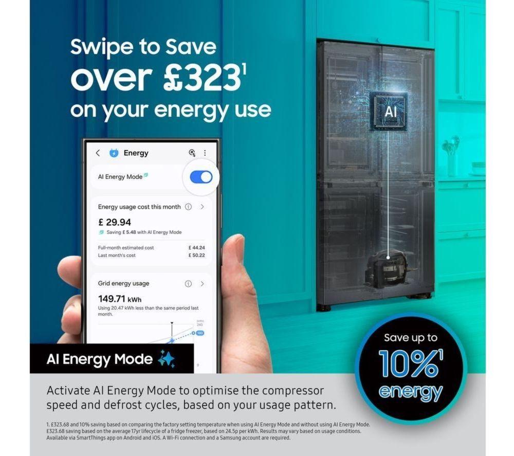SAMSUNG Series 6 SpaceMax RS70F64KEFEU American-Style Smart Fridge Freezer - Black image number 12 of 17