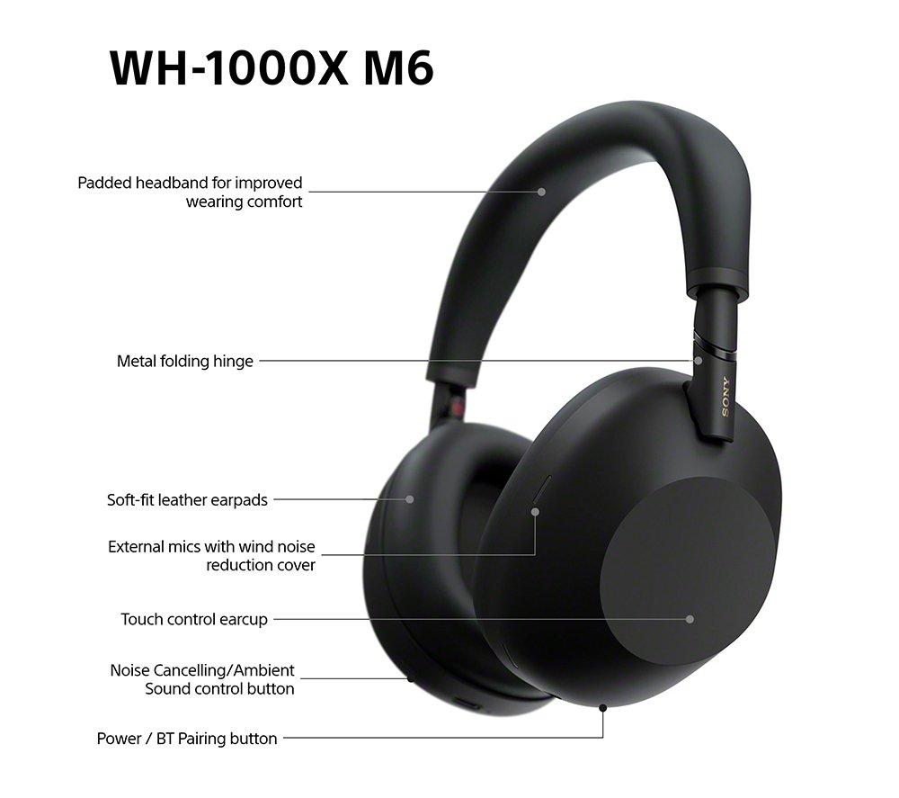 SONY WH-1000XM6 Wireless Bluetooth Noise-Cancelling Headphones - Black image number 11 of 20