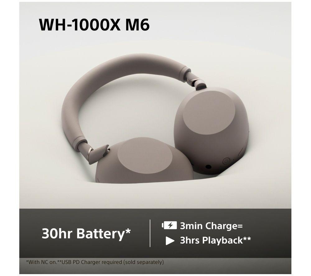 SONY WH-1000XM6 Wireless Bluetooth Noise-Cancelling Headphones - Sandstone image number 8 of 21