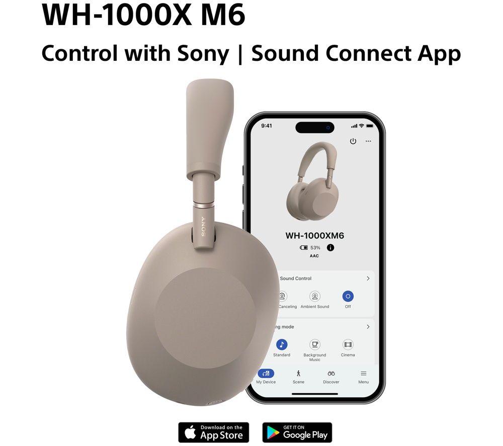 SONY WH-1000XM6 Wireless Bluetooth Noise-Cancelling Headphones - Sandstone image number 12 of 21