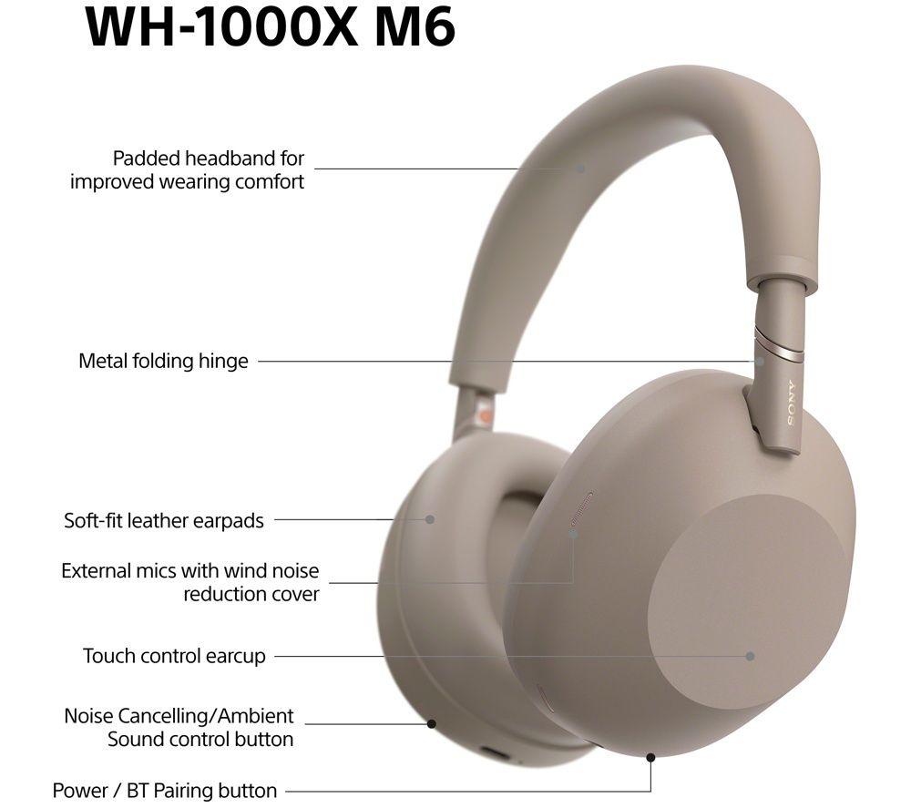 SONY WH-1000XM6 Wireless Bluetooth Noise-Cancelling Headphones - Sandstone image number 13 of 21