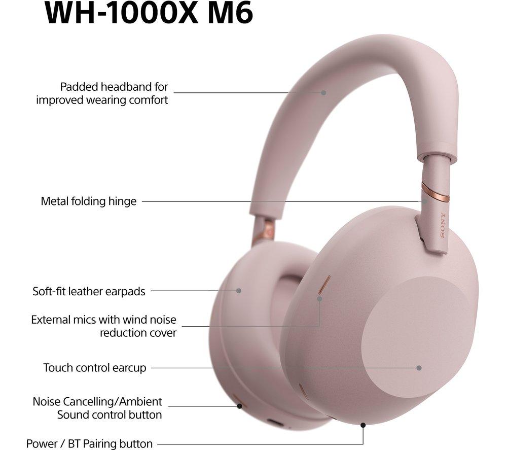 SONY WH-1000XM6 Wireless Bluetooth Noise-Cancelling Headphones - Pink image number 13 of 21
