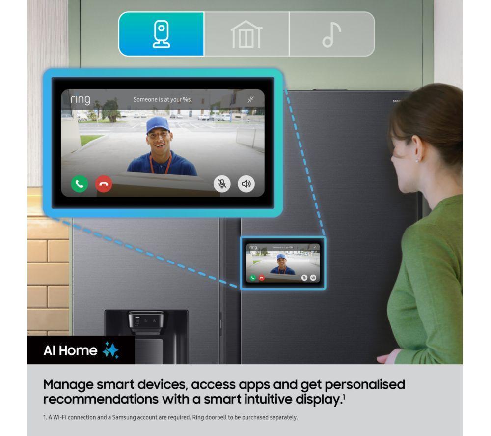 SAMSUNG Bespoke Series 9 AI Home RS90F64EETEU American-Style Smart Fridge Freezer - Silver image number 4 of 30