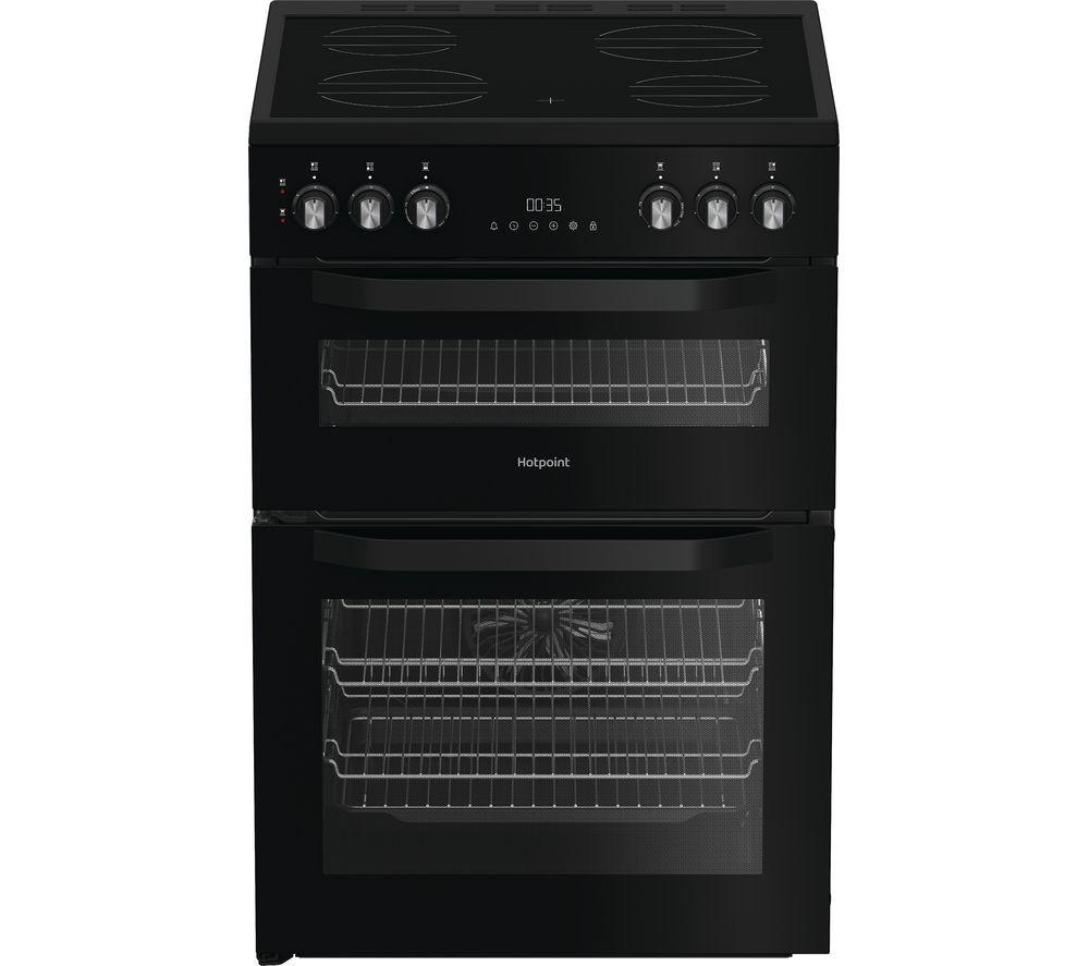 HOTPOINT HDE6VDB1 60 cm Electric Ceramic Cooker – Black, Black