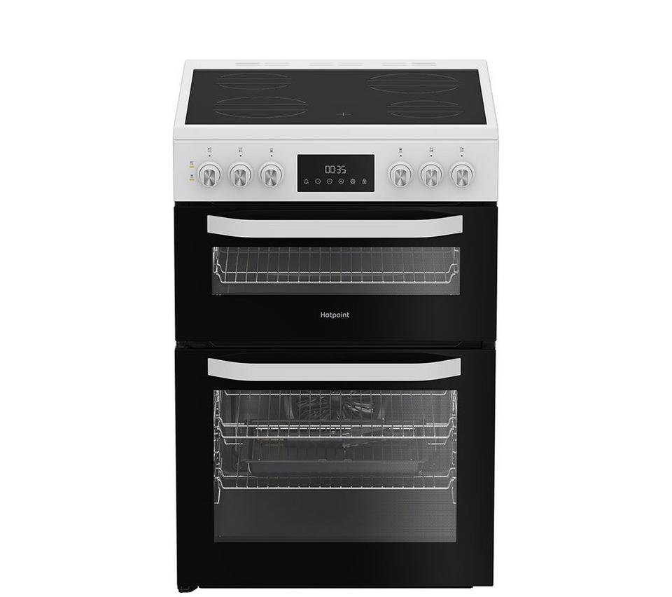 HOTPOINT Multiflow HDE6VDW 60 cm Electric Ceramic Cooker - White