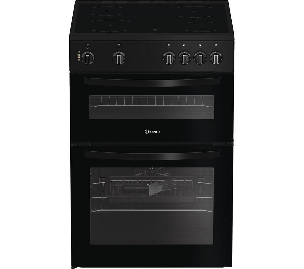 INDESIT ITE6VMB 60 cm Electric Ceramic Cooker – Black, Black