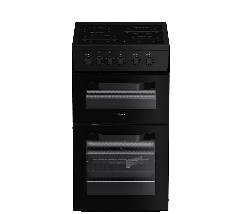 HOTPOINT HTE5VCB 50 cm Electric Ceramic Cooker – Black, Black