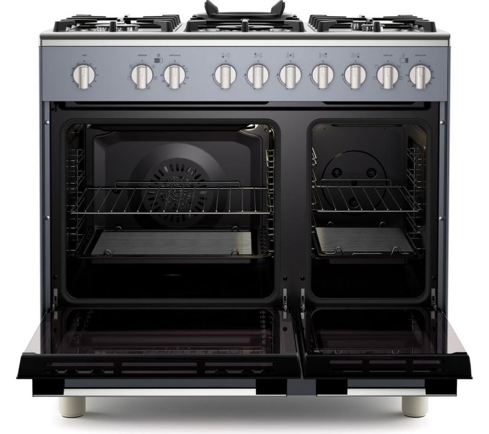 KENWOOD CK600DF-SL 90 cm Dual Fuel Range Cooker – Slate Grey & Chrome