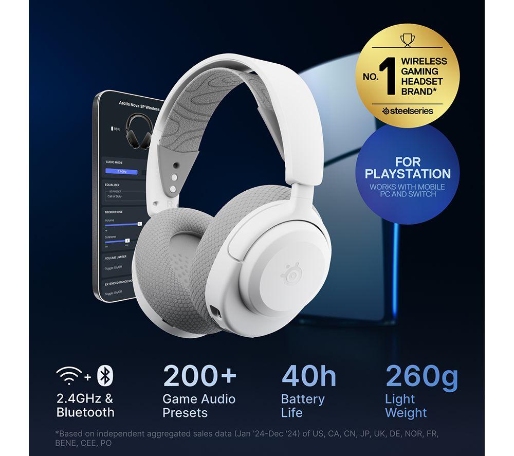 SteelSeries Arctis Nova 3P Wireless ホワイト Buy STEELSERIES Arctis Nova 3P Wireless PS5 Gaming Headset - White