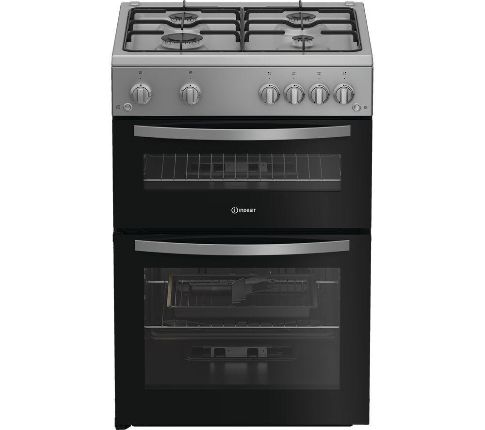 INDESIT IDG6GS 60 cm Gas Cooker – Silver, Silver/Grey