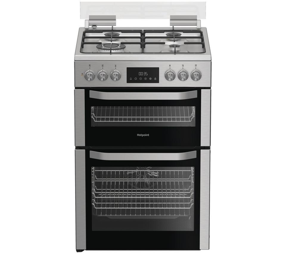 HOTPOINT Multiflow HDD6GDC2WX 60 cm Dual Fuel Cooker - Stainless Steel