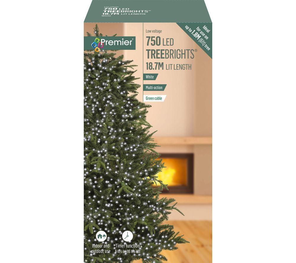 PREMIER TreeBrights 750 White LED String Lights with Timer - 18.7 m