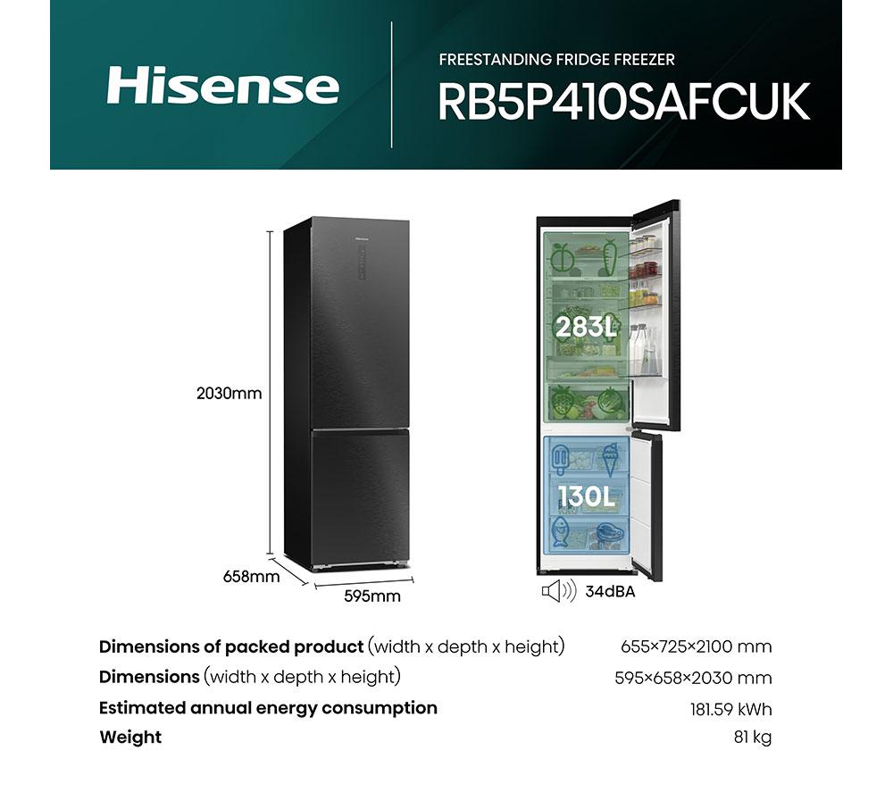 HISENSE Pureflat RB5P410SAFCUK Smart 70/30 Fridge Freezer - Black image number 15 of 16