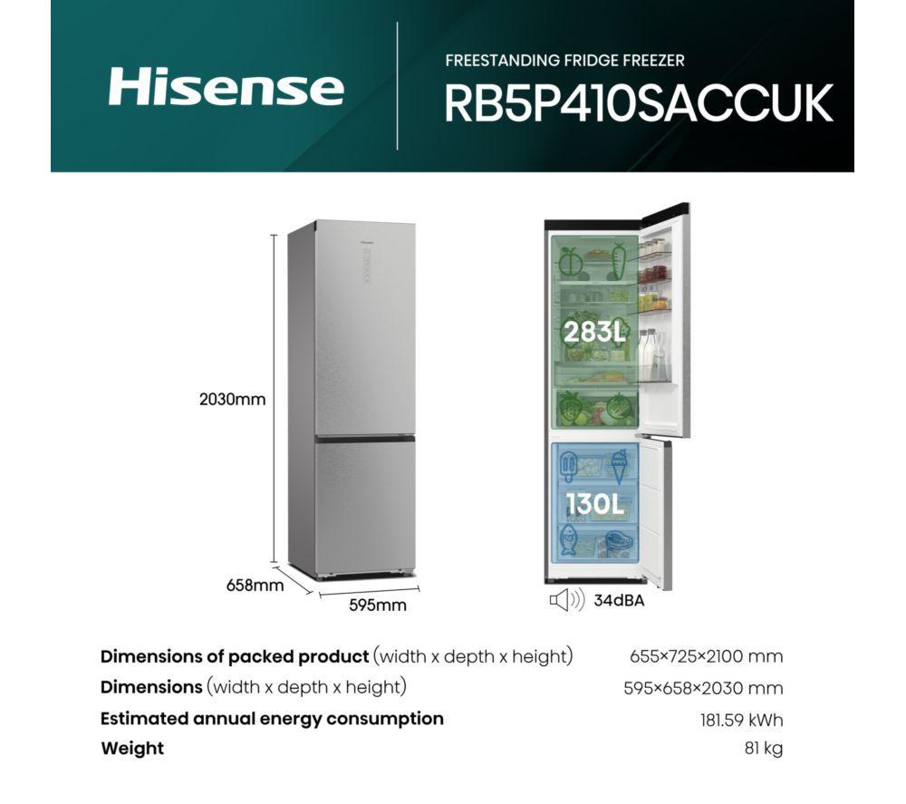 HISENSE Pureflat RB5P410SACCUK Smart 70/30 Fridge Freezer - Silver image number 13 of 17