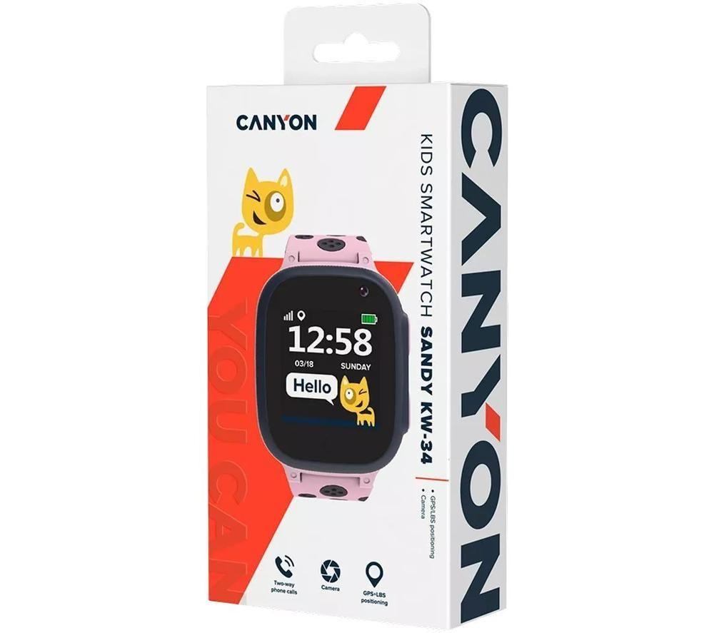 CANYON Kids Sandy KW-34 Smart Watch - Powder Pink, Silicone Strap image number 8 of 8