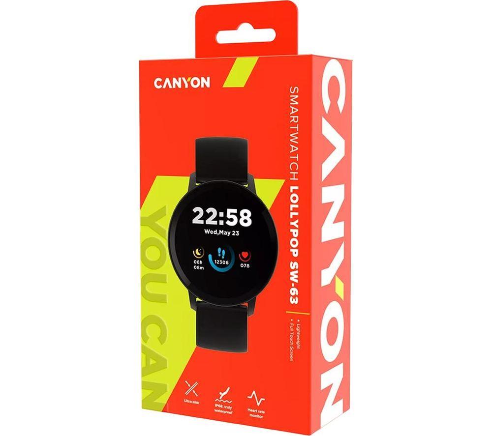 CANYON Lollypop SW-63 Smart Watch - Midnight Black, Silicone Strap, 42 mm image number 7 of 7