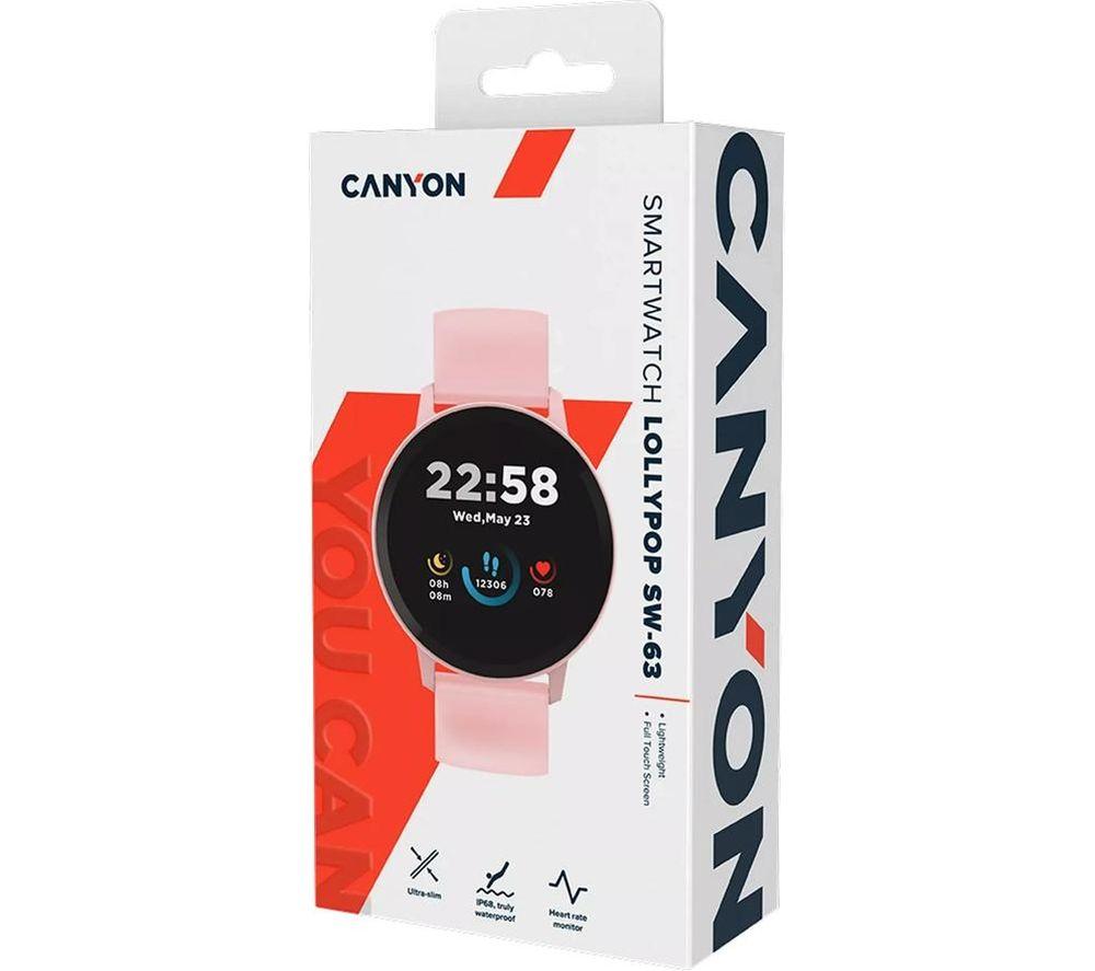 CANYON Lollypop SW-63 Smart Watch - Candy Pink, Silicone Strap, 42 mm image number 7 of 7