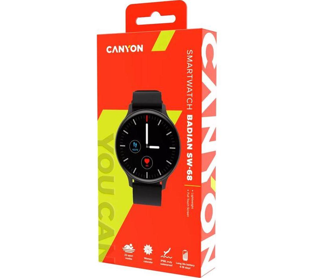CANYON Badian SW-68 Smart Watch - Black, Silicone Strap image number 5 of 5
