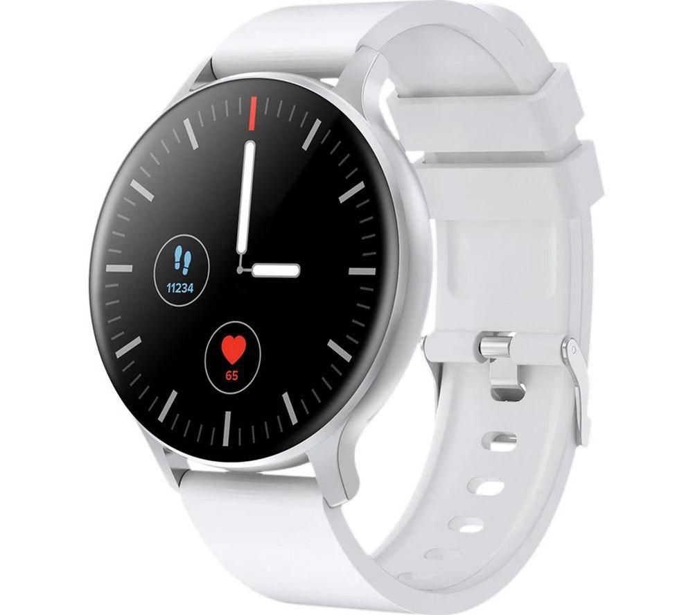CANYON Badian SW-68 Smart Watch - Silver & White, Silicone Strap image number 2 of 4