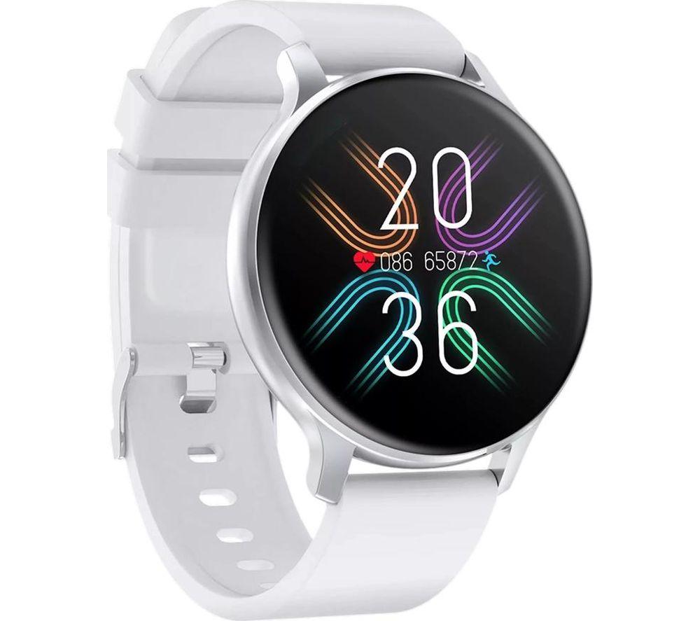 CANYON Badian SW-68 Smart Watch - Silver & White, Silicone Strap image number 3 of 4