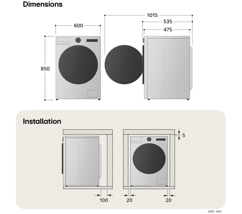 LG Series 3 Counter-Depth MAX F2X50S9TBB WiFi-enabled 9 kg 1200 Spin Washing Machine - Black image number 12 of 20