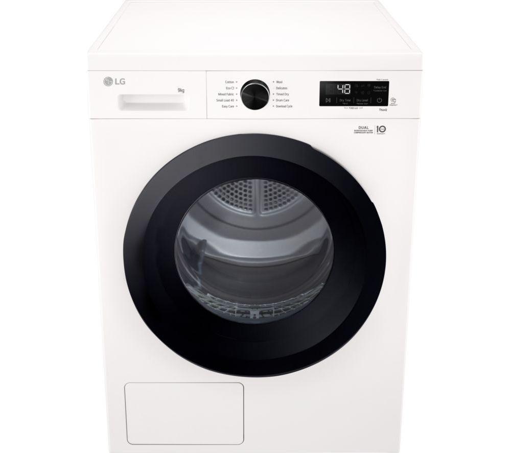 LG Series 2 ThinQ RHX1009NWK 9 kg Heat Pump Tumble Dryer - White image number 2 of 23