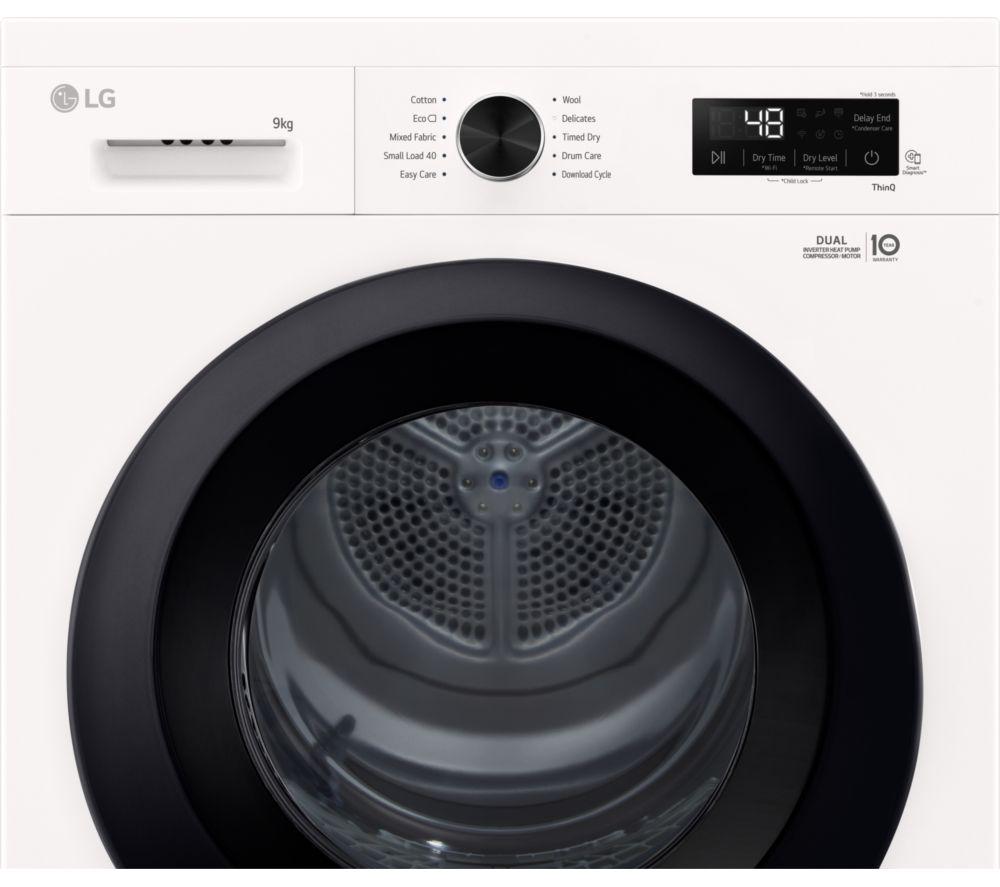 LG Series 2 ThinQ RHX1009NWK 9 kg Heat Pump Tumble Dryer - White image number 3 of 23