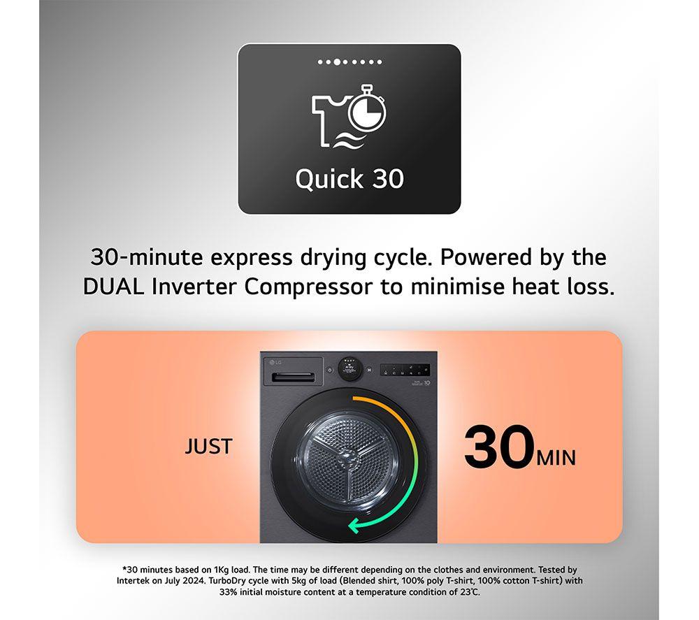 LG ELCTRNC Series 7 AI Dry RHX7010TBB 10 kg Heat Pump Tumble Dryer - Matte Black image number 7 of 19