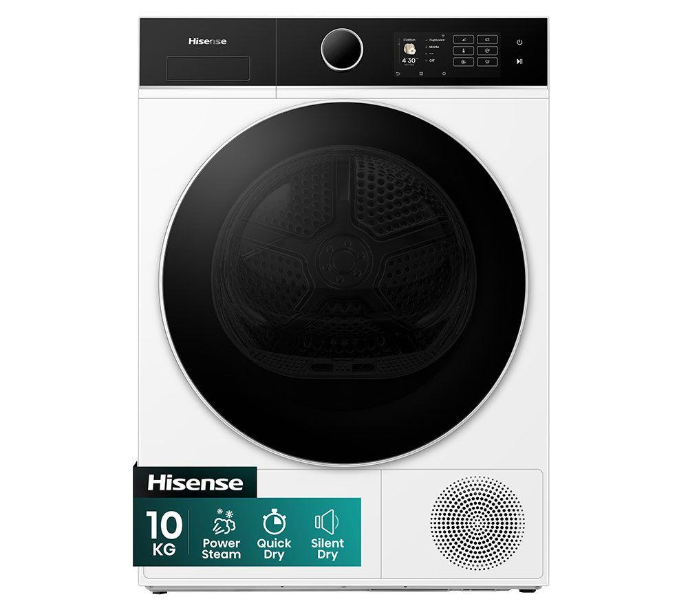 HISENSE 5i Series DH5I104BWAB WiFi-enabled 10 kg Heat Pump Tumble Dryer - White, White
