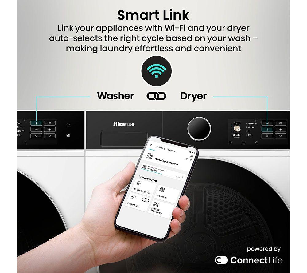 HISENSE 5i Series DH5I104BWAB WiFi-enabled 10 kg Heat Pump Tumble Dryer - White image number 8 of 20